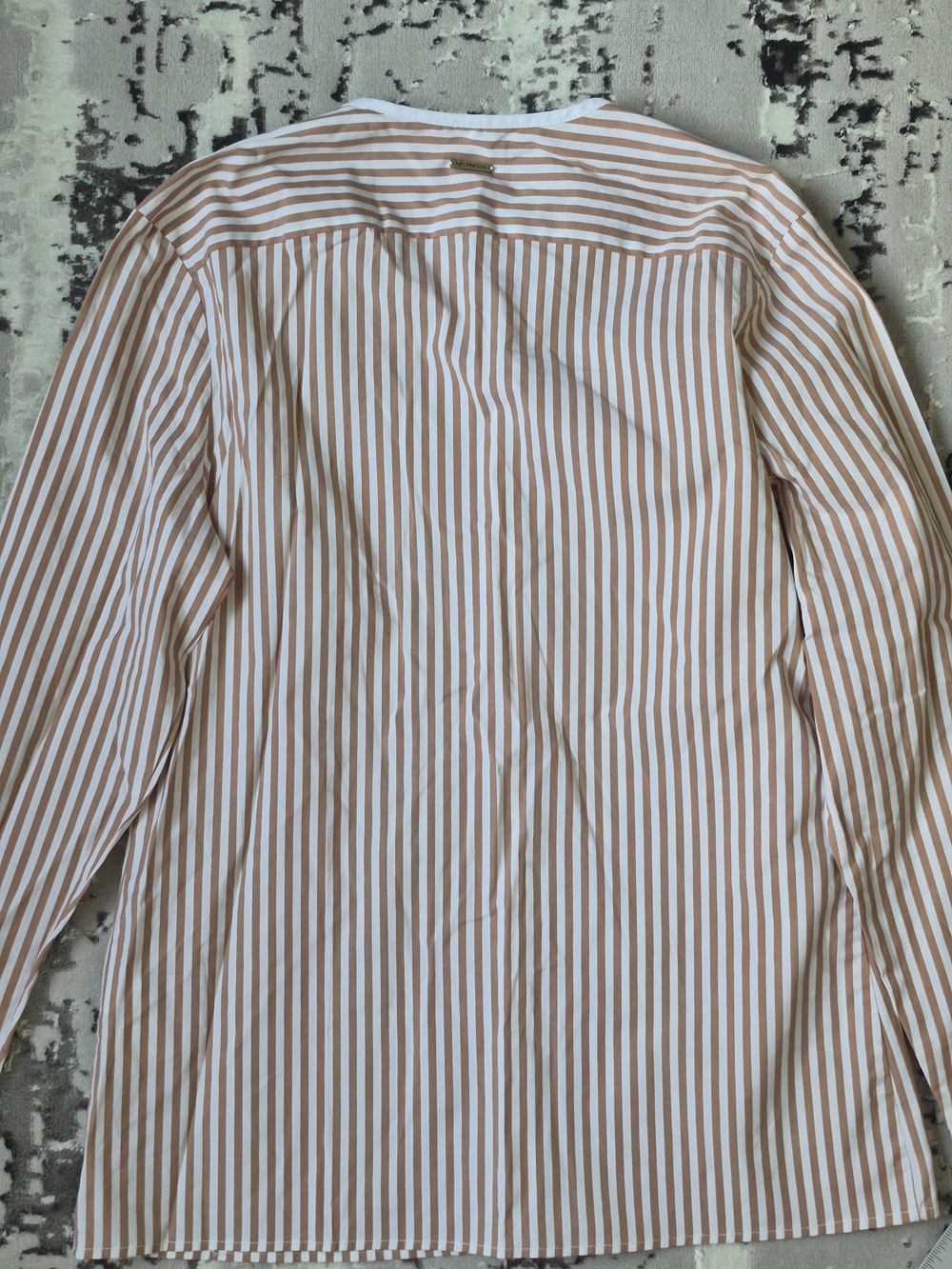 Nespresso White & Brown Vertical Stripe Long-Sleeve Shirt 40 New - Picture 9 of 11